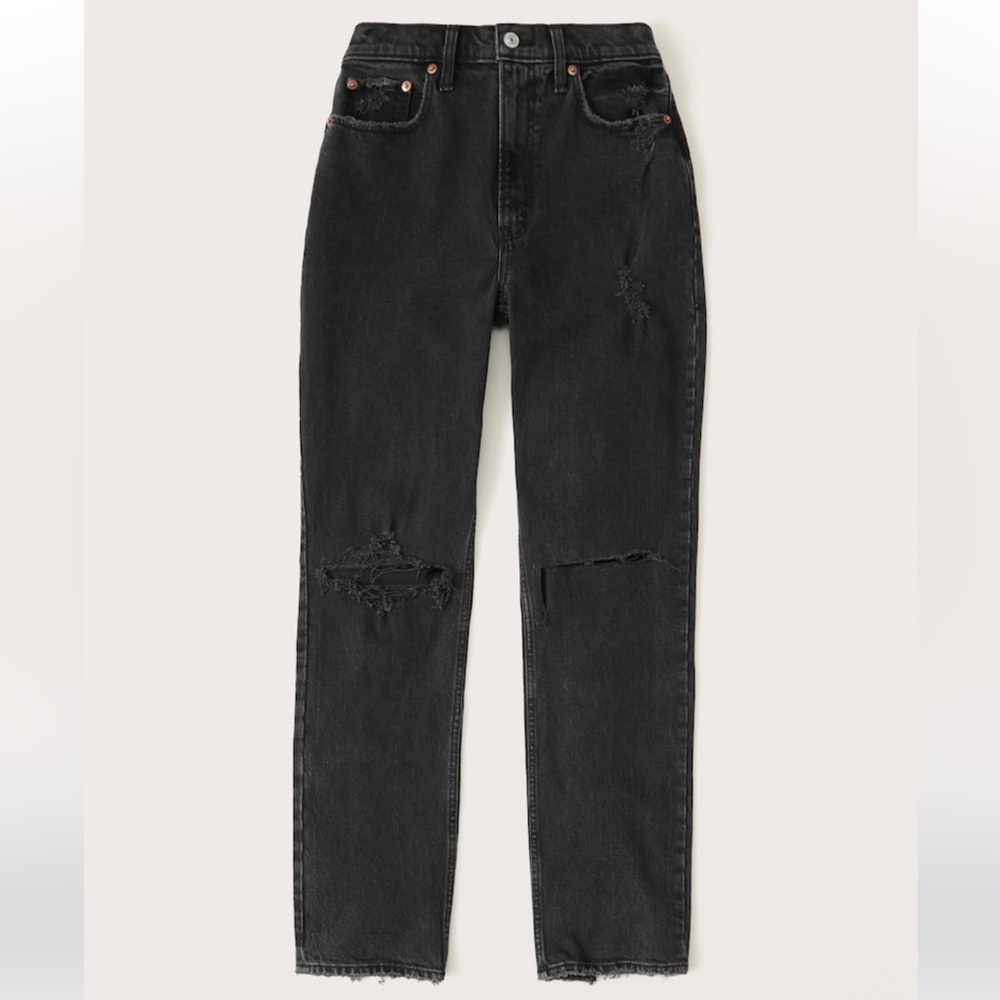 NWT Abercrombie Curve Love Ultra High Rise The 90’s Straight Jean Black